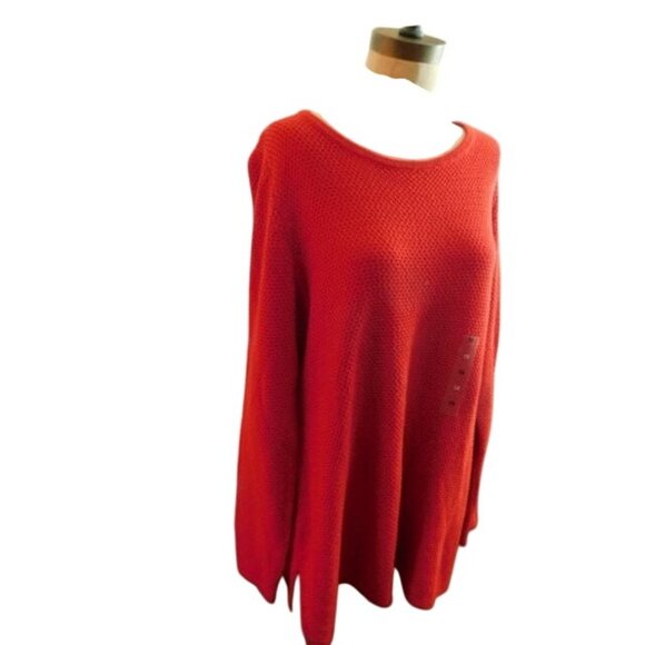 Macy's Charter Club Size 1X Plus Size Red Knit Sweater Top NWT - Picture 1 of 3